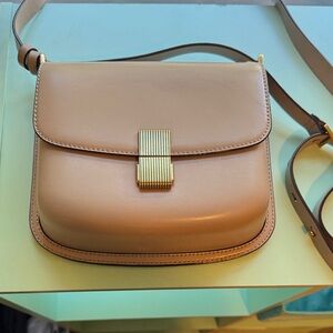 Charles & Keith Tan Crossbody Bag with Gold Accent